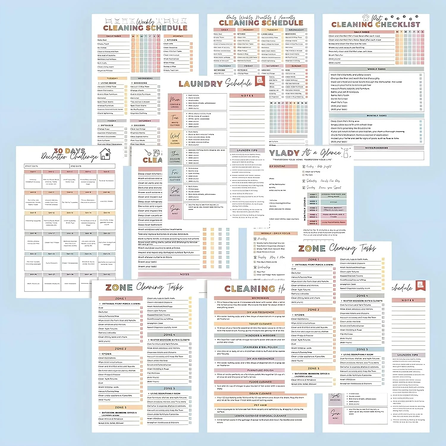 ملصقات تخطيط منزلية يومية أسبوعية شهرية، جدول تنظيف وقائمة مرجعية، دفتر ملاحظات المهام المنزلية، مهام التنظيف المنزلية #2