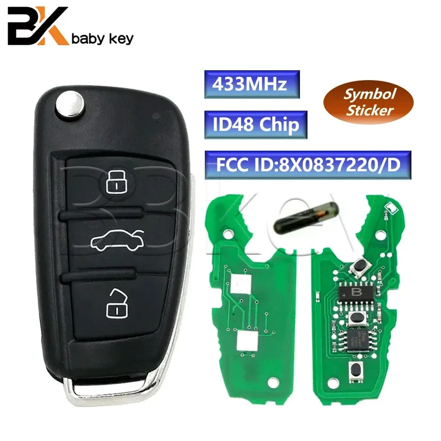 

Ключ BB для Audi A1 Q3 2012 2013 2014 2015 2016 433 МГц ID48 чип FCC ID 8X 0837220 /8X 0837220 D Flip Дистанционный ключ от машины