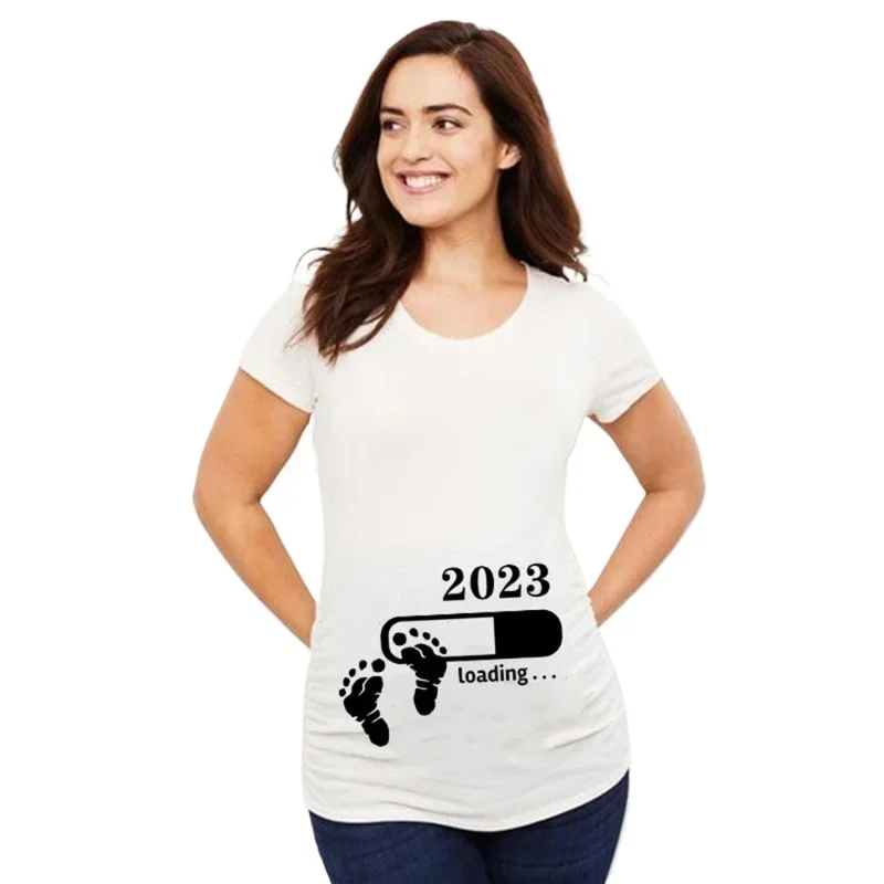 Ropa de bebé 2025, Camiseta de algodón para embarazadas con estampado de pies pequeños para niñas y madres, ligera y transpirable