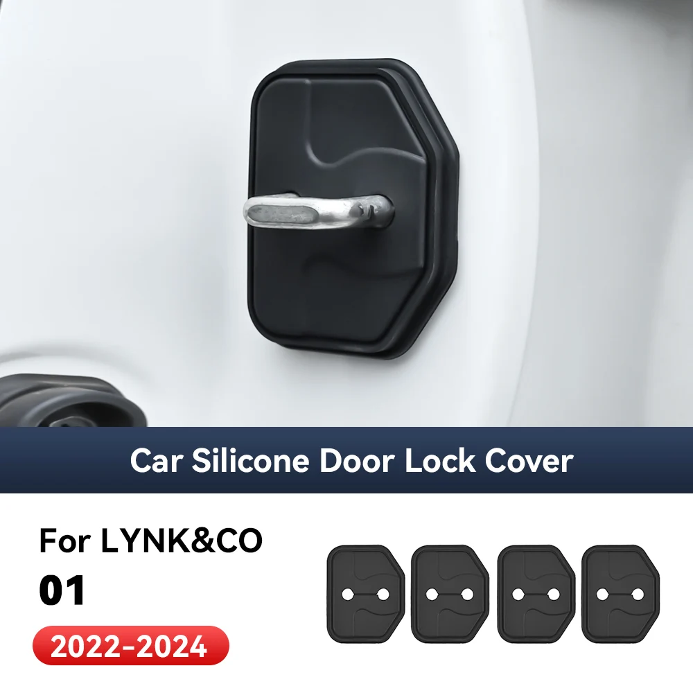 

4pcs Car Decorat Accessories Silicone Protecte Auto Door Lock Latch Shock Absorber Cover For LYNK&CO 01 2022-2024