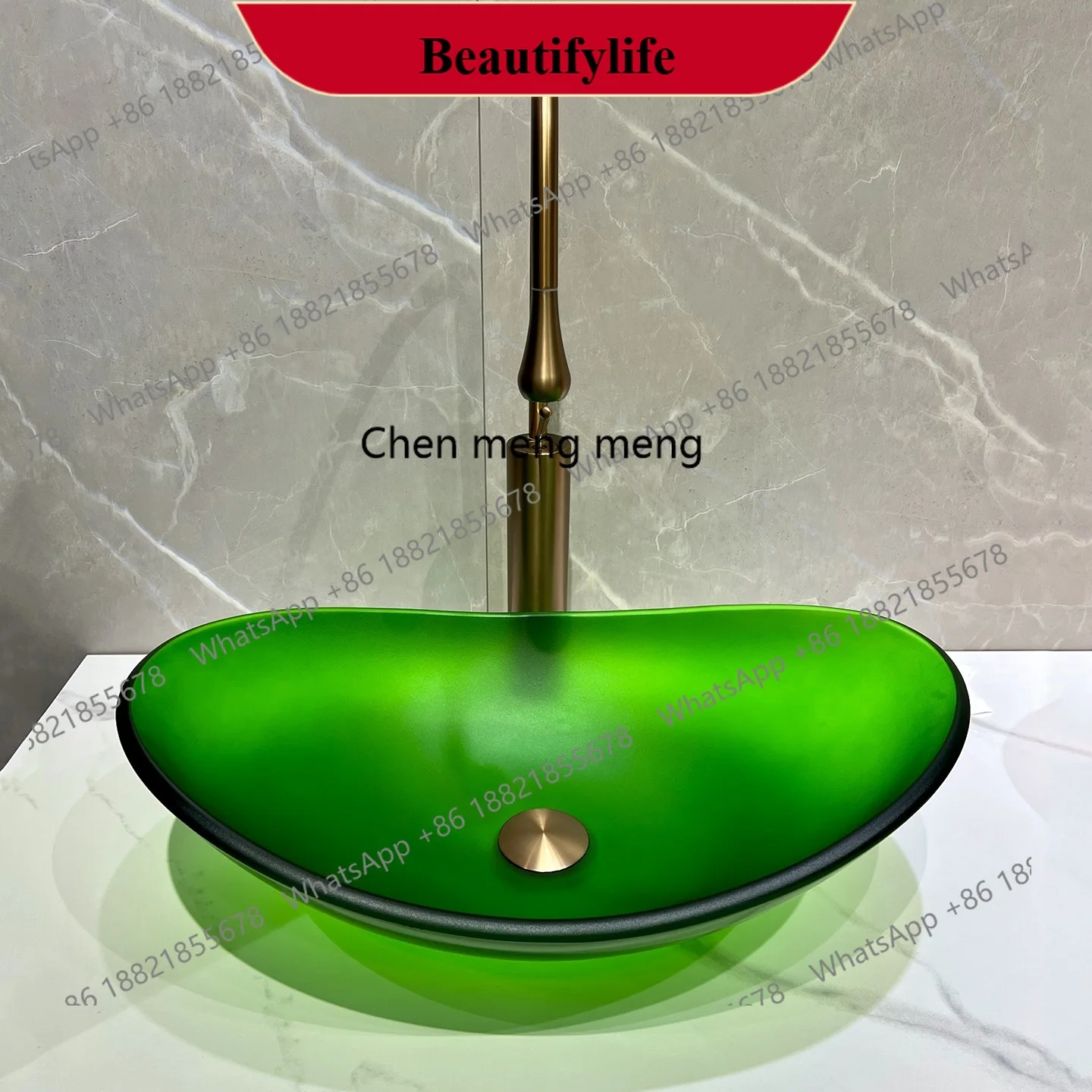 

E153 Frosted tempered glass table single basin simple wash basin home art basin B & B