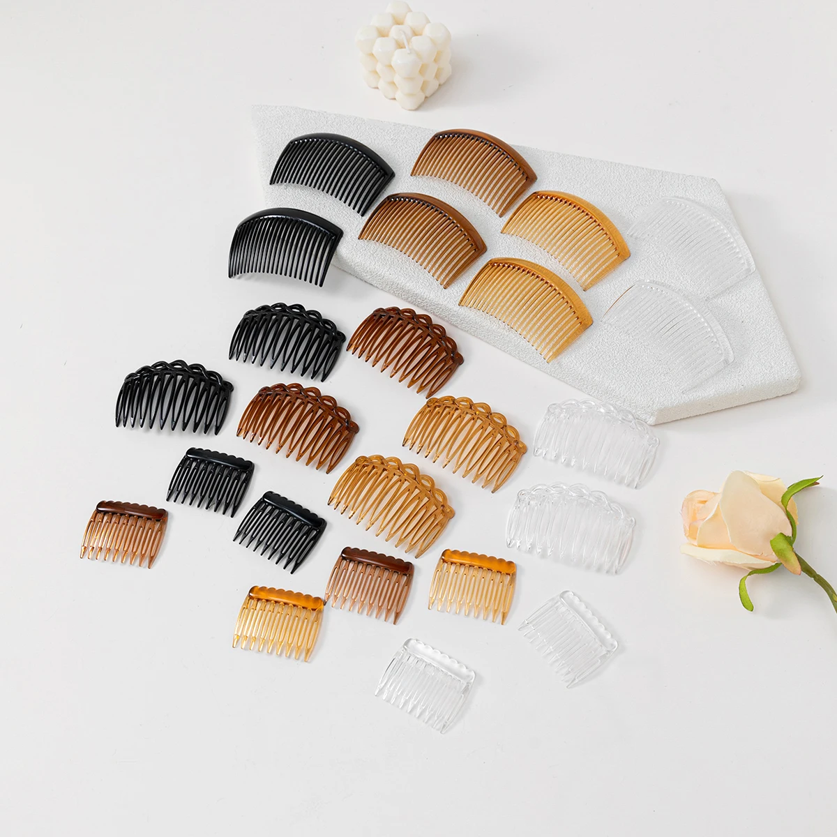 24 قطعة بسيطة وأنيقة أربعة ألوان 9/11/23 الأسنان الفرنسية الملتوية أمشاط الشعر للنساء والفتيات أغطية الرأس إكسسوارات الشعر