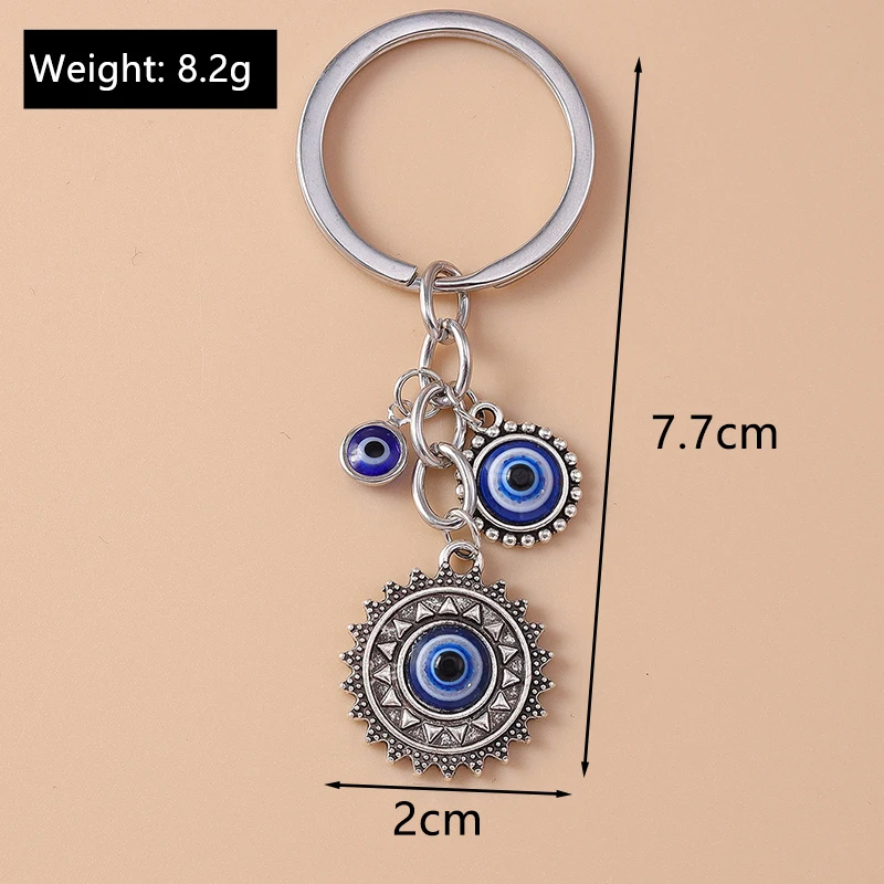 Retro Legierung Türkische Glück Böse Augen Schlüsselbund Hamsa Hand Schlüssel Ring Anhänger für Frauen Mädchen Handtasche Dekor DIY Schmuck Geschenke – Detail 17