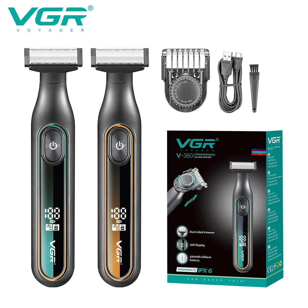 VGR Razor Professional Electric Shaver Portable Shaving Machine Waterproof Beard Trimmer Barber Shaving Machine for Men V-360