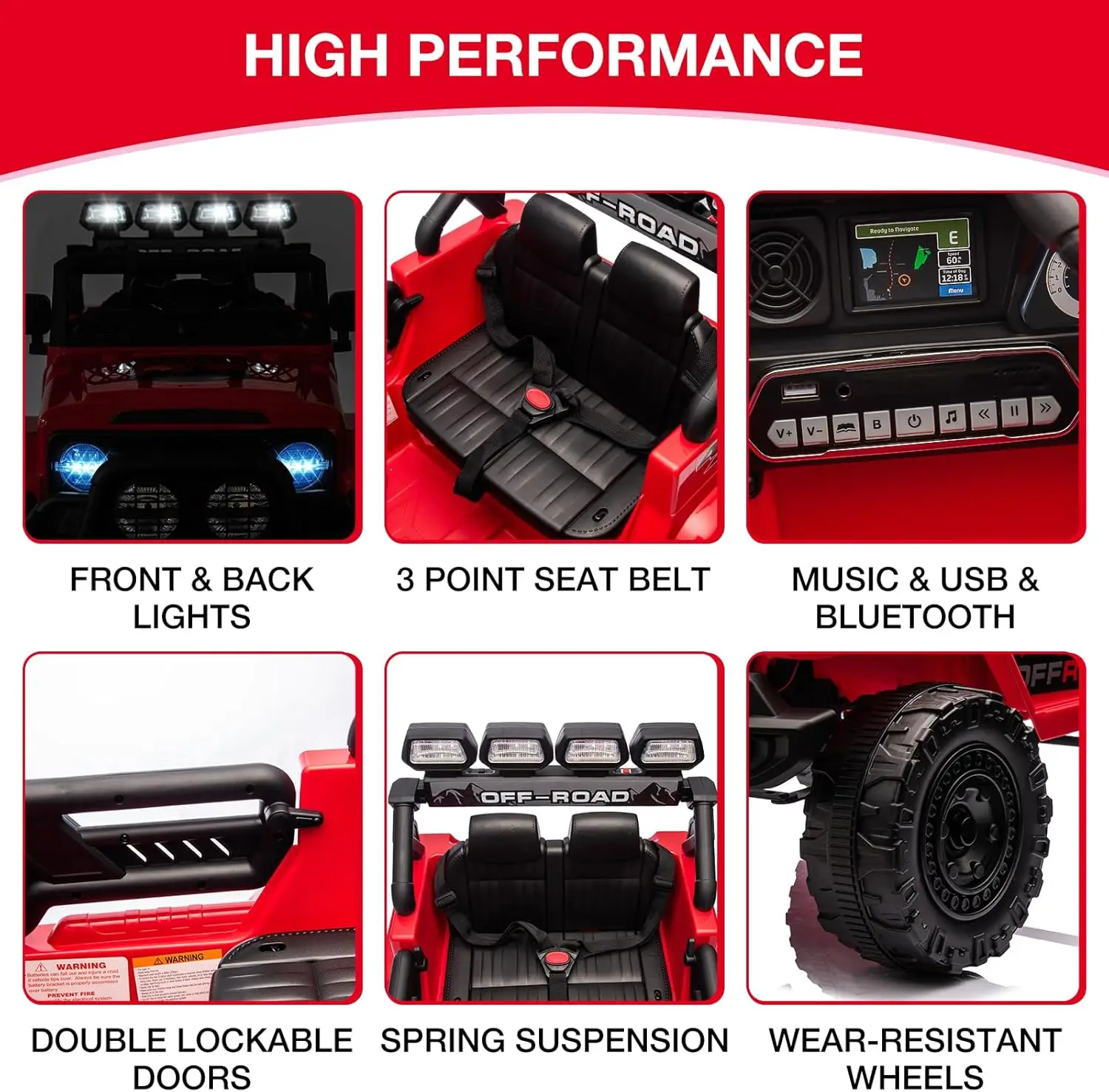 Kinderen Elektrische SUV Rit Op Speelgoed 2.4g Afstandsbediening MP3 Bluetooth Geluid Stuurwielophanging Verwijderbare Batterij voor 3-6 jaar