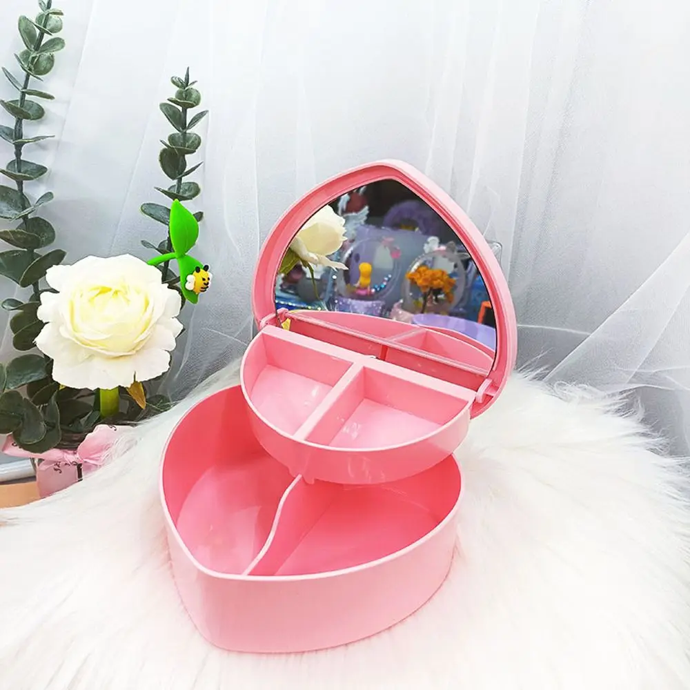 

Trinket Storage Organizer Case Desktop Cosmetic Organizer Sundries Container Girls Makeup Storage Box Heart-shaped Jewelry Box