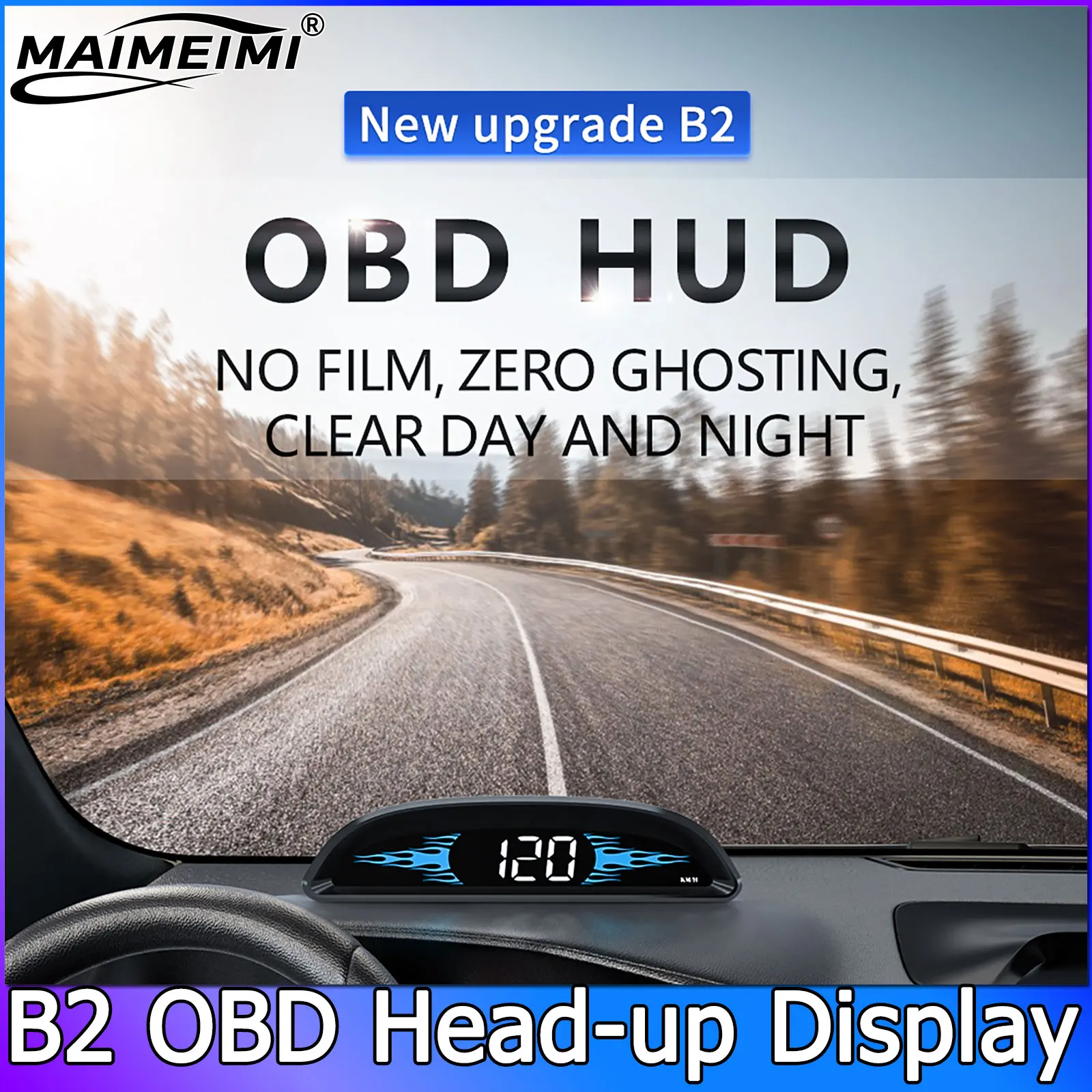 B2 OBD HUD Head-up Display Speedometer OBD2 Auto Original Car Water Temperature Voltage Over Speed Alarm Display Accessories