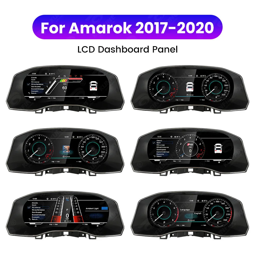 

12.3" LCD Digital Cluster For Volkswagen Amarok 2017-2020 Dashboard Cluster Virtual Instrument Panel Speedometer Cockpit Meter