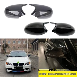 1pair For BMW 1 3 series E87 E81 E82 E90 E91 E92 E93 Rear View Side Case Trim ABS Carbon Fiber Style Car Rearview Mirror Cover