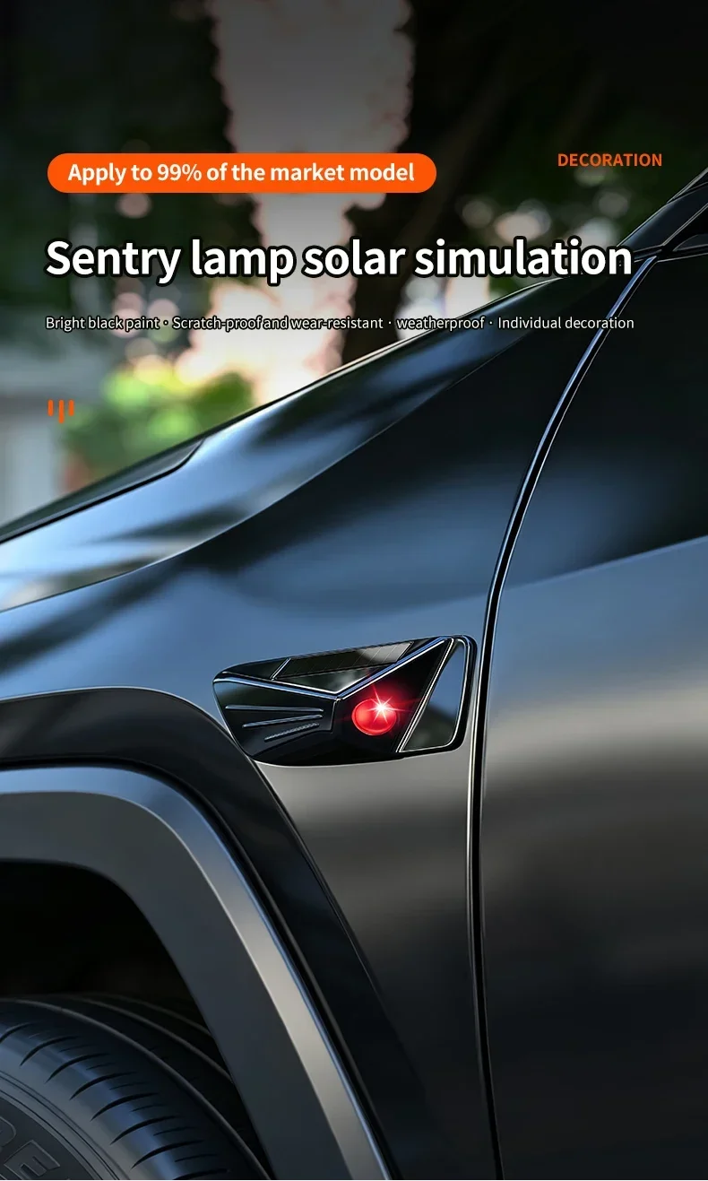 Auto-Solar-Simulations-Sentinel-Modus-Lichtblatt-Panel, Diebstahlschutz-Überwachungs-LED-Taschenlampe, Modifikations-Dekoration, Universal – Detail 1