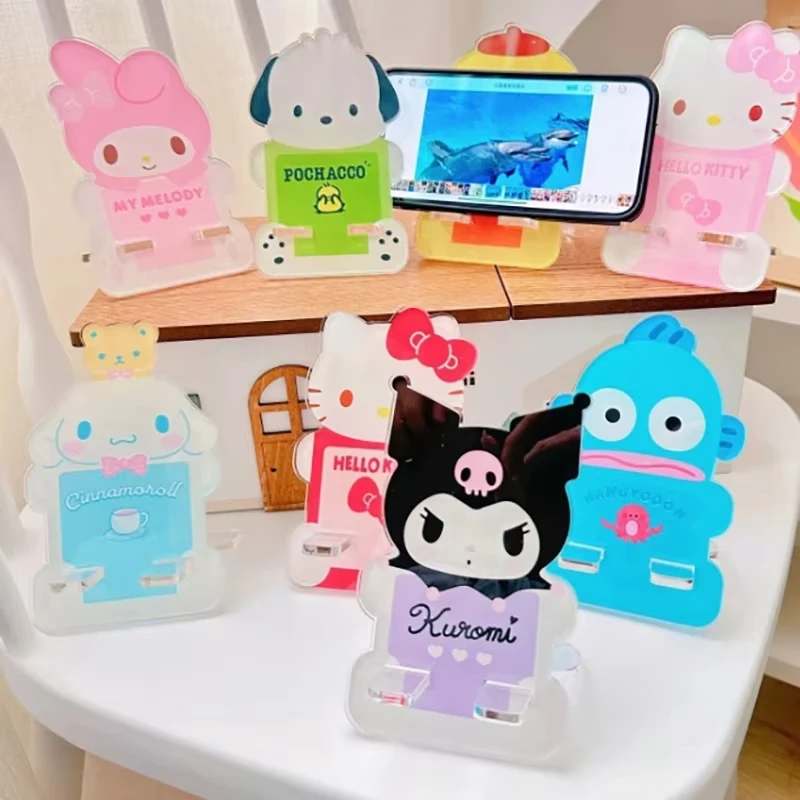 Sanrios Desktop Lazy Mobile Phone Tablet Holde HelloKitty Cartoon Acrylic Desktop Ornament Standing Brand Melody Support Frame