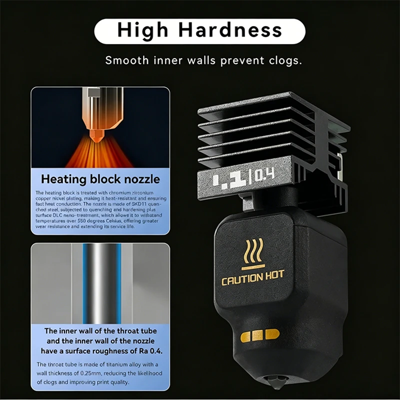 For Bambu Lab P2S Hotend Kit 0.2/0.4/0.6/0.8mm Hardened Steel NozzleRemovable Nozzle Hotend 3D Printer PrintHead Standard Flow 5
