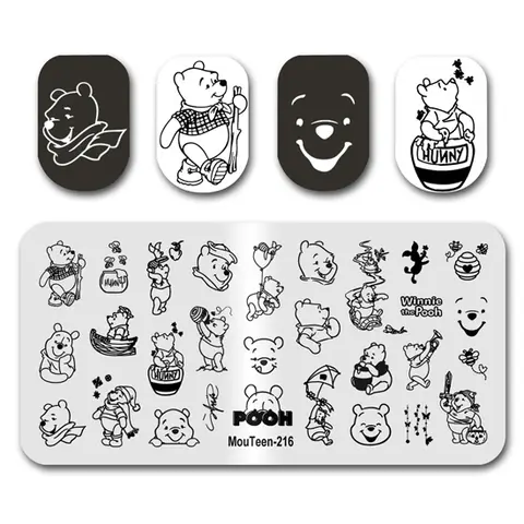Nail Stamp MouTeen-216 Disney Winnie The Pooh Nail Stamping Plates Manicure Set For Nail Art Stamper
