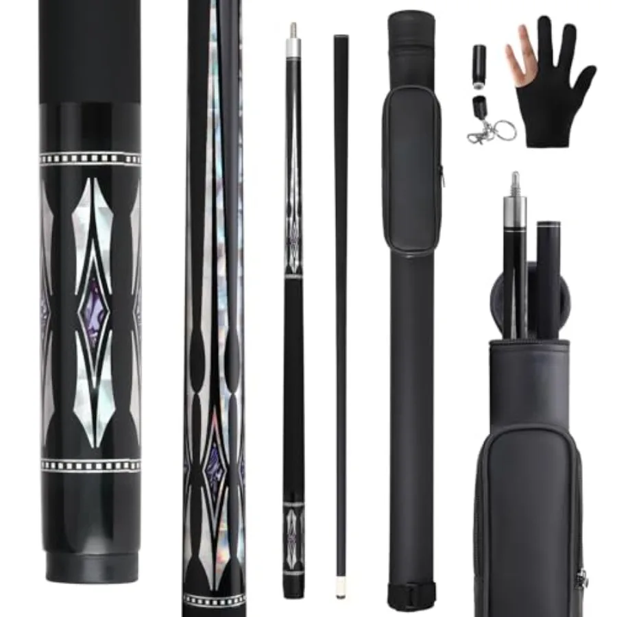 

Glass Fiber Pool Cue Stick with Case Combo Set 12.5mm Professional Pool Stick 58" Low Deflection Billiards Cue Stick 19 Oz Pool