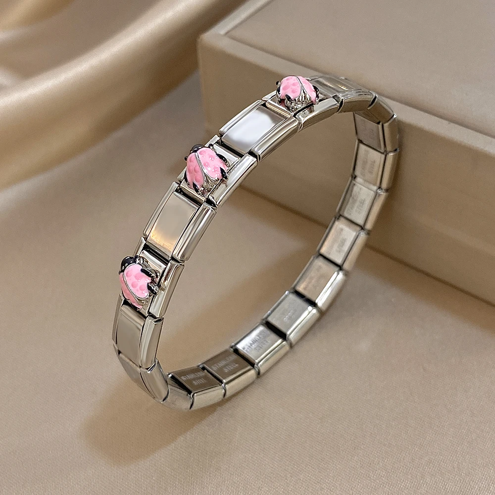 جديد الإيطالية سحر مطاطا الفولاذ المقاوم للصدأ خنفساء سوار أساور للنساء الرجال موضة حزام الساعات ربط سلسلة مجوهرات قابل للتعديل
