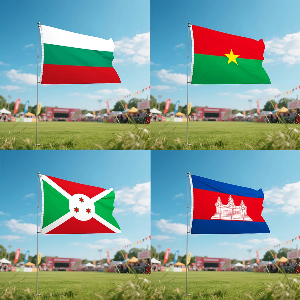 Bulgaria Burkina Faso Burundi Cambodia Flag National Graphic Custom Printed Design Polyester Shaft Cover Grommets 3X5FT 90X150CM