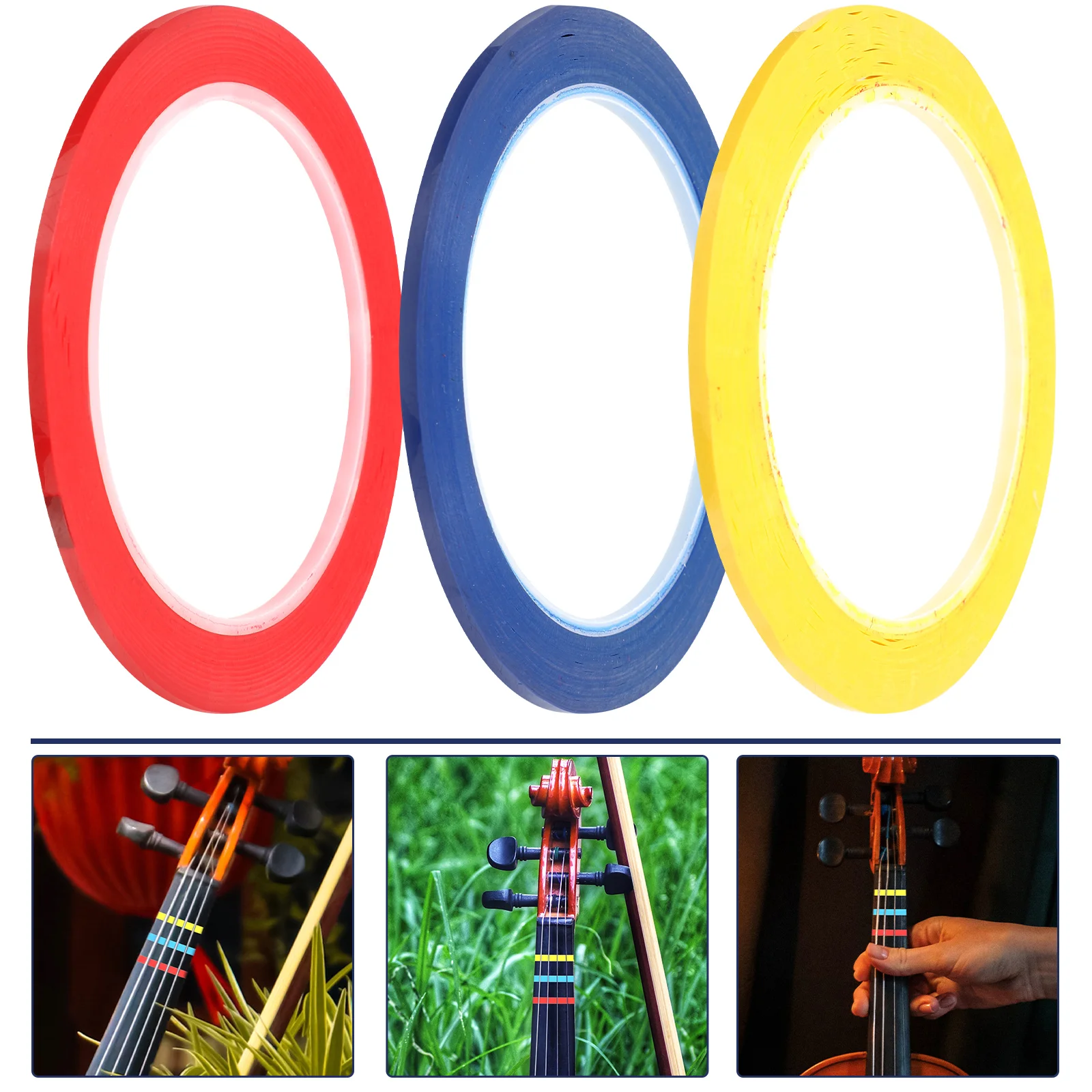 

3 Rolls Violin Phoneme Stickers Fingerboard Tapes Fretboard Guide Tabs Accessories Scale Decals
