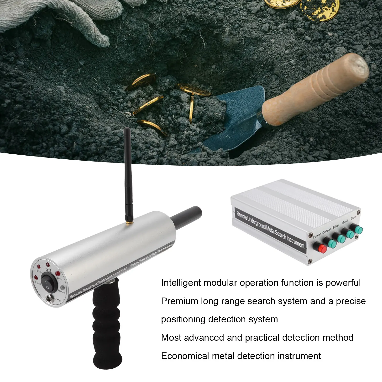 كاشف المعادن تحت الأرض الألومنيوم 15 متر عمق الفضة 1 هوائي 1000 متر المدى مكتشف المعادن للكشف عن المعادن تحت الأرض الكنز
