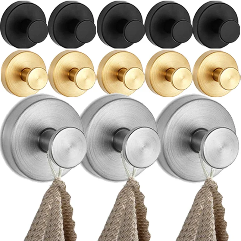 1/4PCS Stainless Steel Suction Cup Hooks Round Waterproof Wall Mount Holders Kitchen Bathroom Punch-free Strong Adsorption Hook