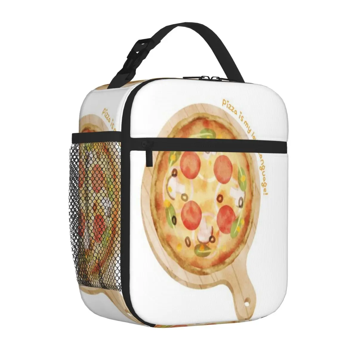 Hot Sale Pizza Is My Love Language Stitched Detail Portable Lunch Bag Daily Snack Storage Meal Prep Bag