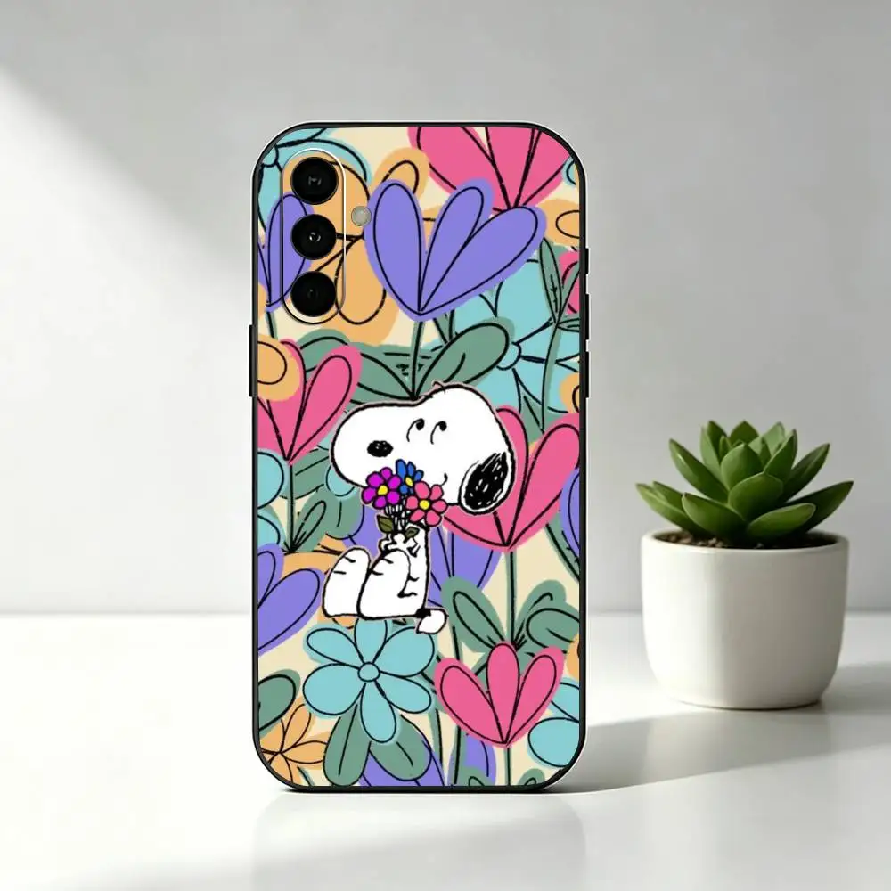 C-Cute S-Snoopys Phone Case Black Silicone Soft For Samsung Galaxy A73,A72,A71,A70,A53,A52,A51 view 3