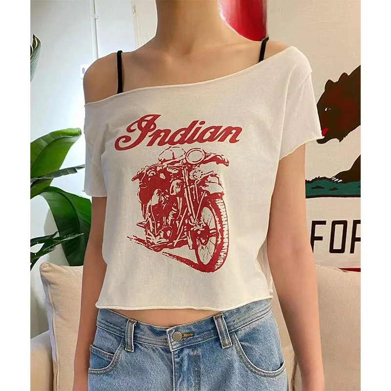 Cseta de Aodão de Manga Curta Estilo Novo Brandy BM para Mulheres, Ombro Descoberto com Borda Rendada, Moda de Verão