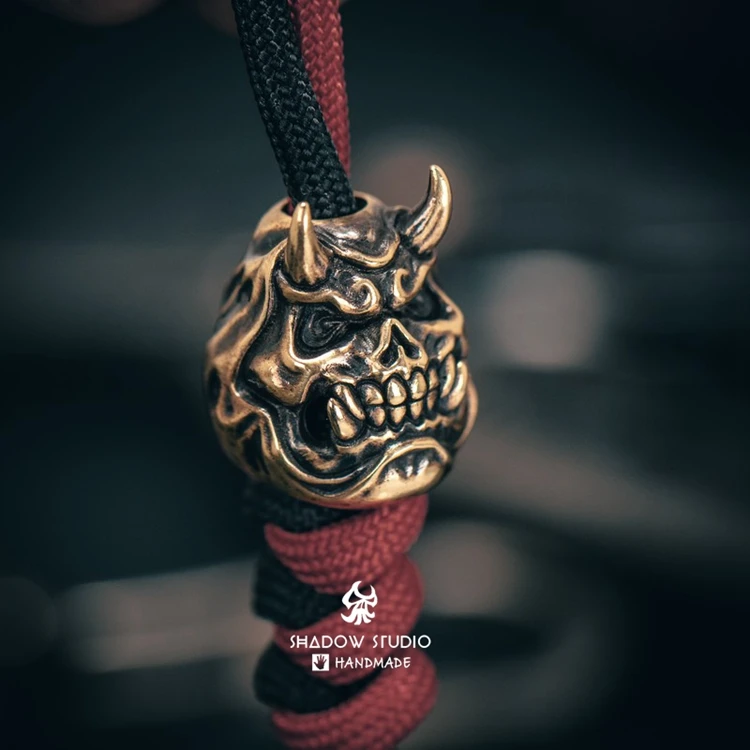 

1PC Original Brass Skull Knife Beads Outdoor EDC Tools Paracord Beads Handmade Car Keychain Pendant Backpack Pendant