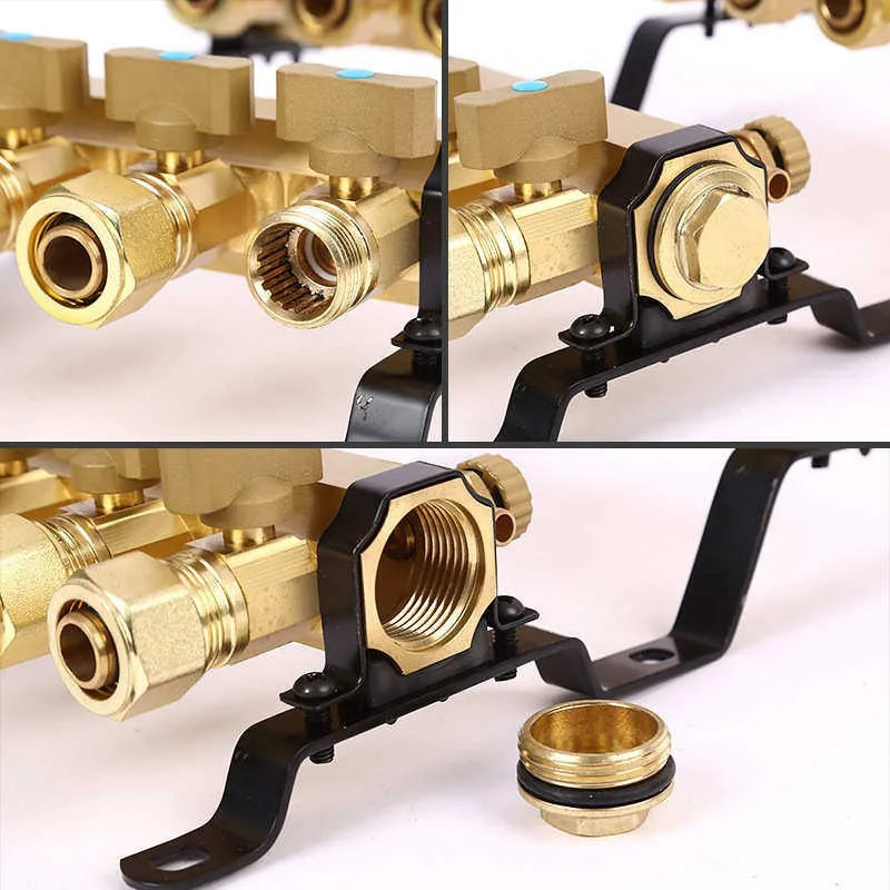 All-copper large flow thickened floor heating water separator Household geothermal floor heating assembly water separator 32mm