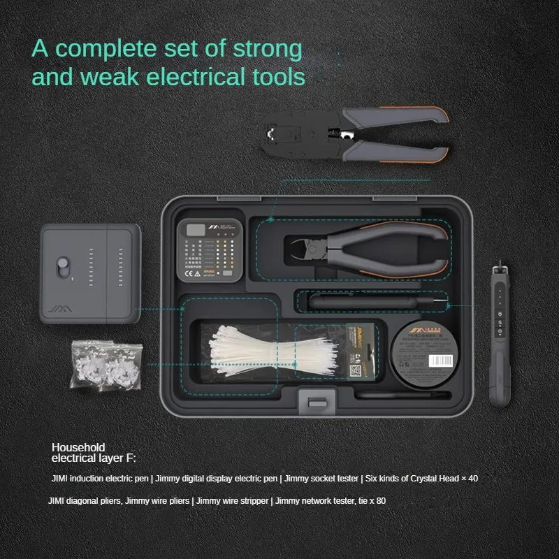 Imagem -03 - Jimihome-network Toolbox com Network Tester Wire Stripper Indução Caneta Elétrica Alicate Diagonal Home Ferramentas de Reparação Rede X1-f