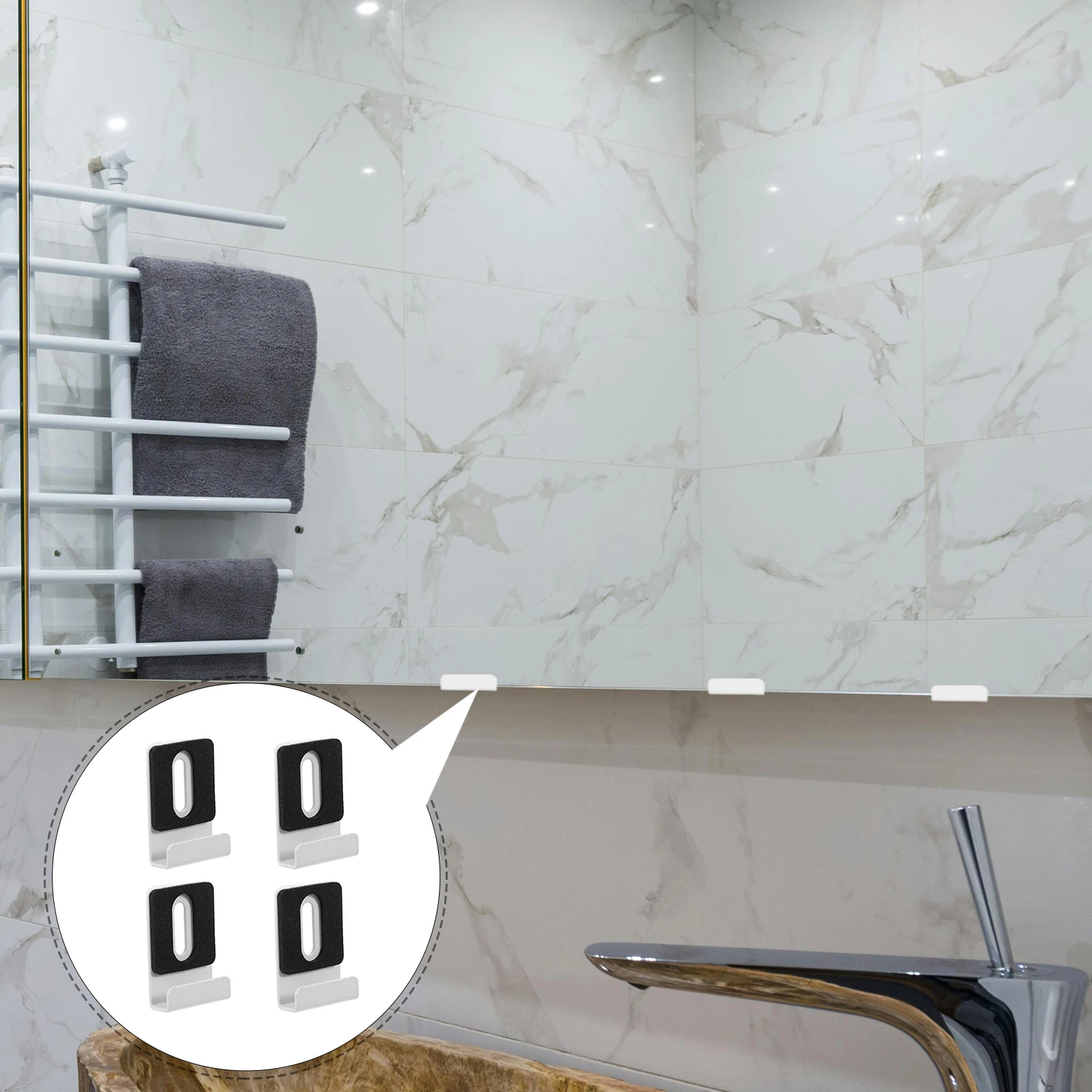 

4Pcs Stainless Steel Mirror Bracket Utility Hook Wall Mount Heavy Duty Mirror Hangers for Frameless Mirrors Utility Hanger