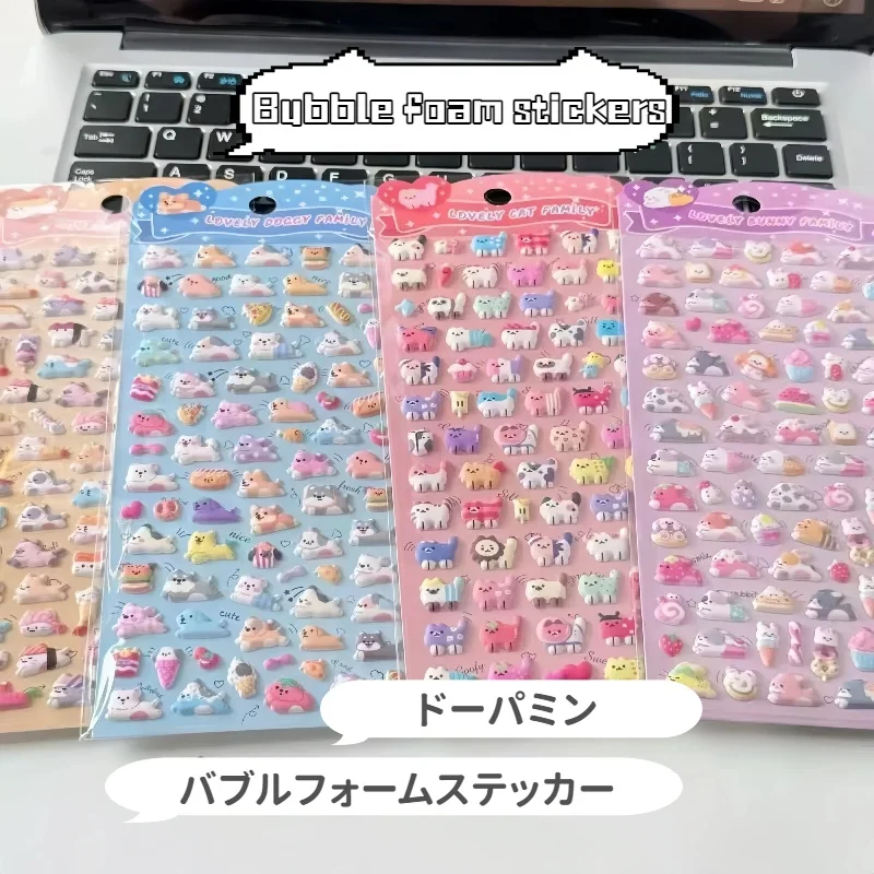 

3D Cartoon Bubble Foam Stickers, Dopamine Animal Themed, Suitable for Journal, Guka DIY and Decorative Decals Waterproof