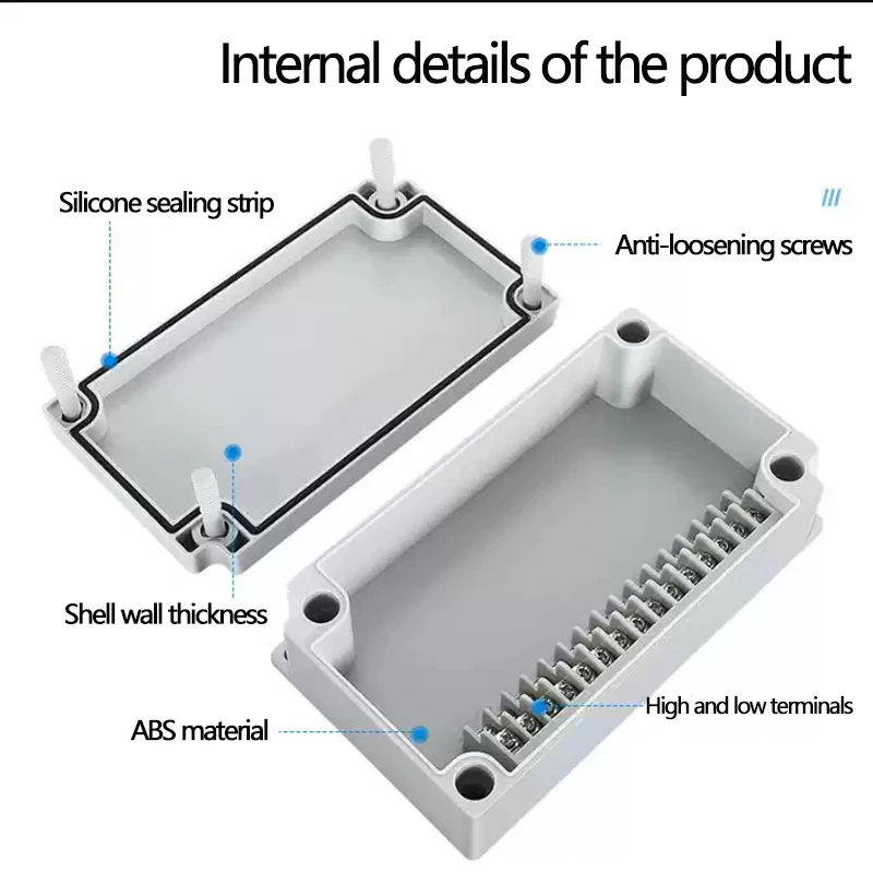 Kotak sambungan tahan air untuk luar ruangan dengan terminal untuk pembagi sirkuit tahan hujan, kotak pembagi kabel plastik untuk luar ruangan