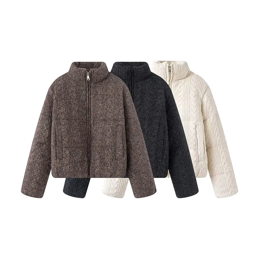 

Autumn and winter new women's clothing design sense fashionable and versatile eight strand knitted warm thick jacket