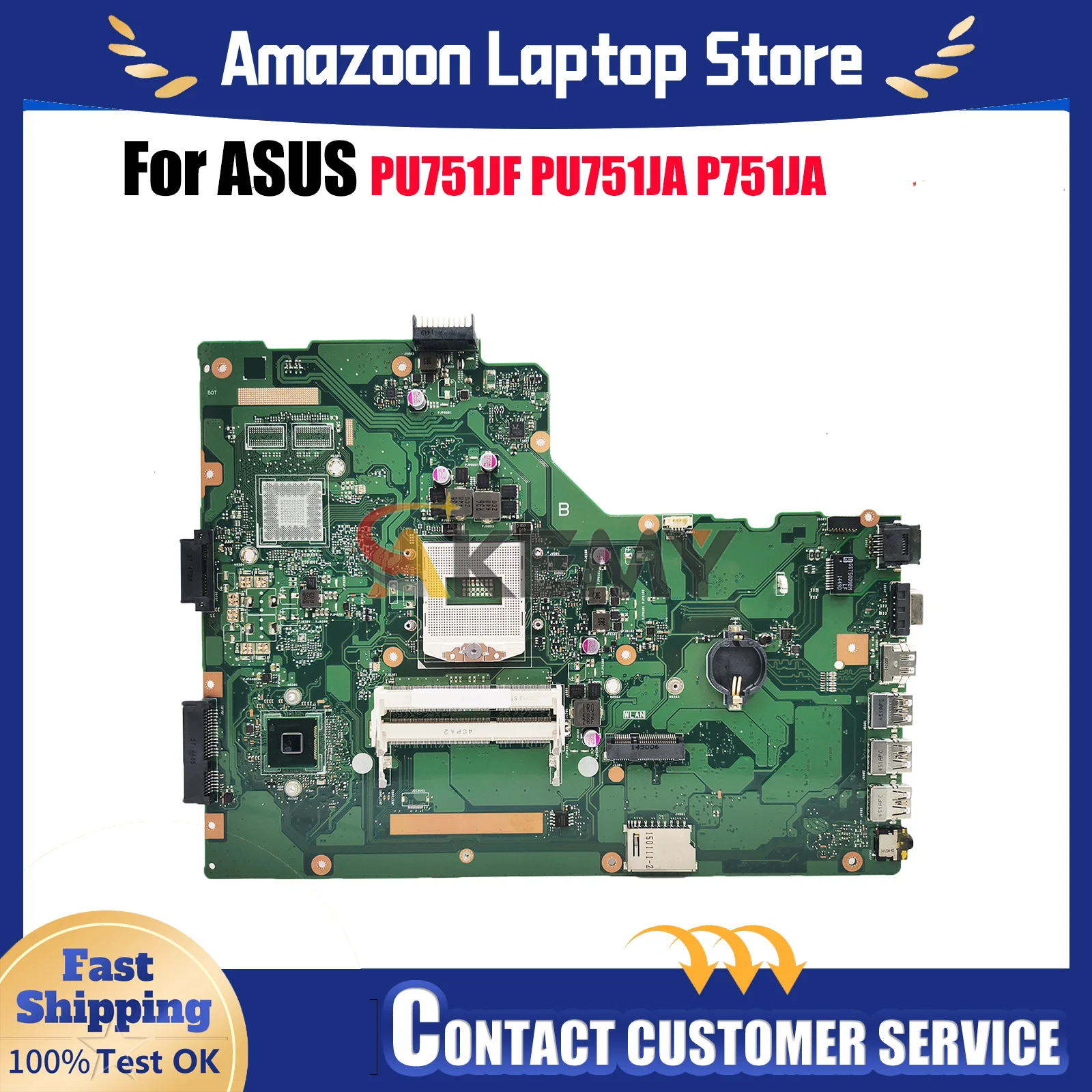 

P751JA Laptop Motherboard For ASUS PU751JA PU751JF P751JA P751JF P751J P751JD Notebook Mainboard 100% tests OK fast shipping stk