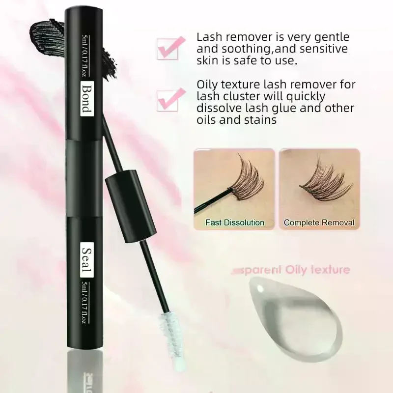 1PCS 2 In 1 Bond And Seal/Lock Waterproof Fast Drying Glue And Sealer Dual-Ended Eyelash Glue Strong Hold Cluster Lash Glue