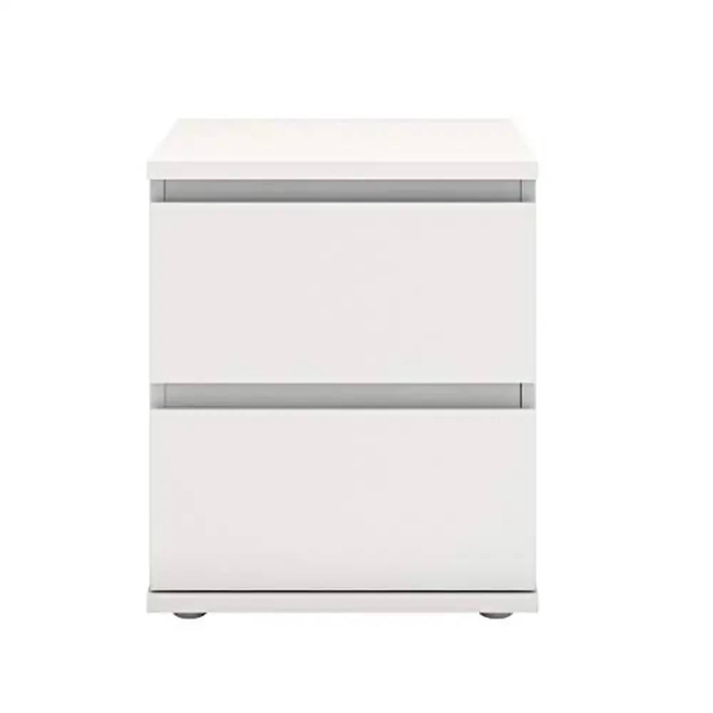 

Modern 2-Drawer White Nightstand with Smooth Glides 15.83"x13.39"x18.98" Handle-Free Sloped Drawers Fade-Resistant Foil Surface