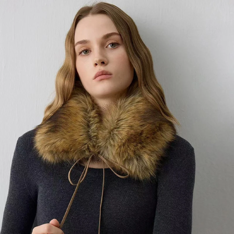 

Зимний женский шарф из искусственного меха в стиле Y2K, корейский ретро-стиль, плюшевый пояс-воротник, теплый аксессуар для обертывания, трендовый аксессуар