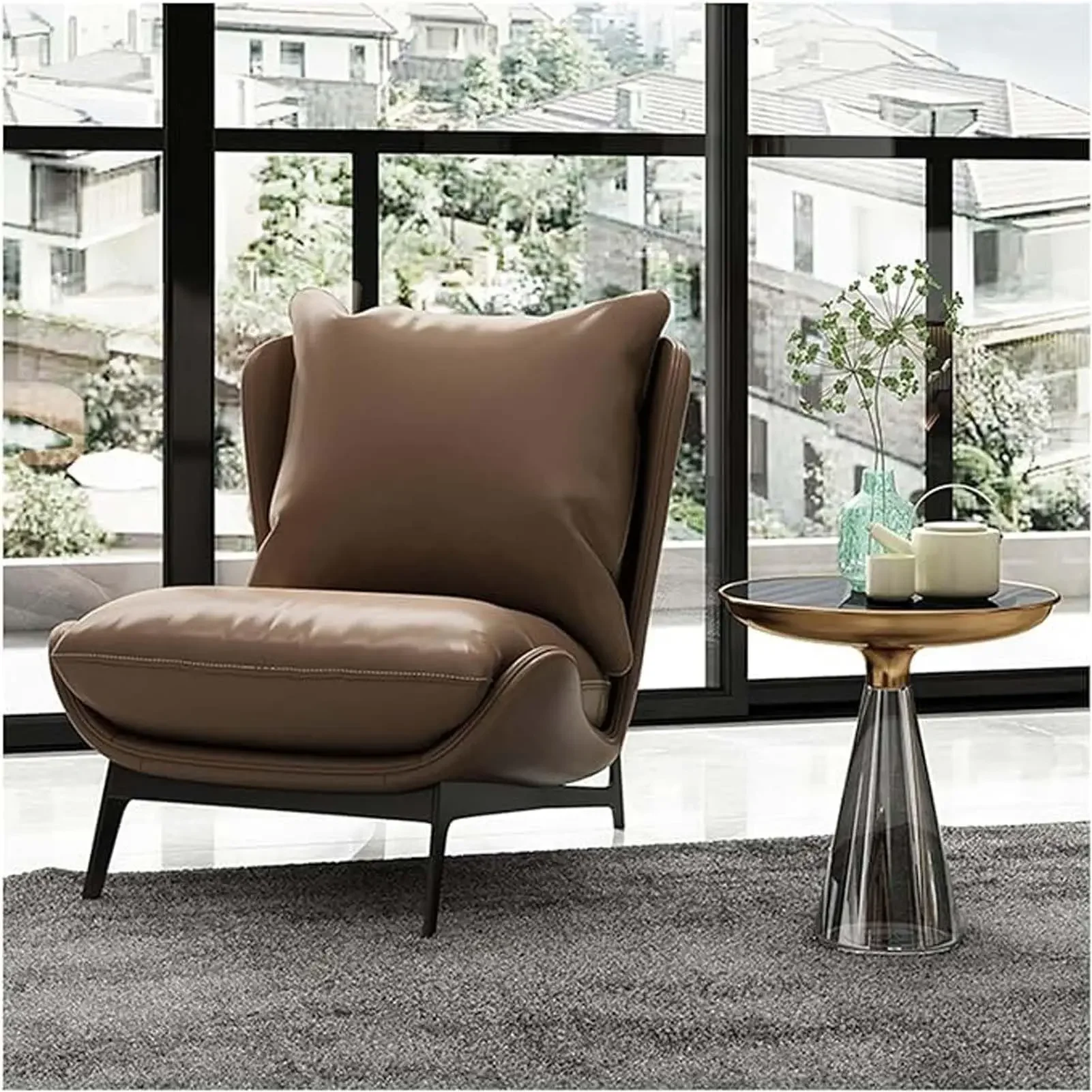 Mid Century Modern Accent Chair Lounge Decorative Leather Office Side Chair Bedroom Reading Nook Sillas De Sala Microfiber