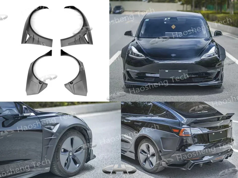 ألياف الكربون نموذج 3 اكسسوارات المصد الأمامي الناشر الخلفي الجانب تنورة الحاجز الخلفي الجناح طقم الجسم ل TSLA نموذج 3