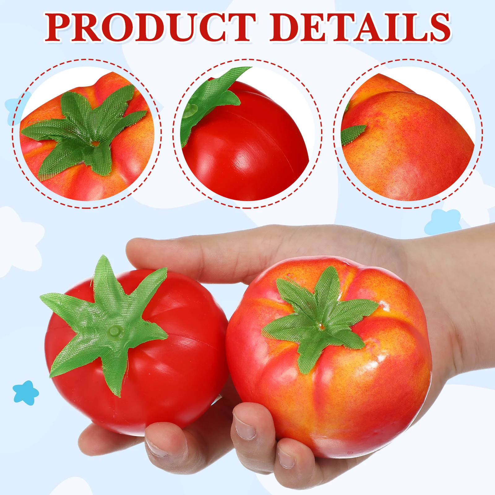 未使用7inch 2枚セット　Tomato Boys 和モノ 6Pcs Fake Tomato Imitation Toddler Vegetables Realistic Plastic