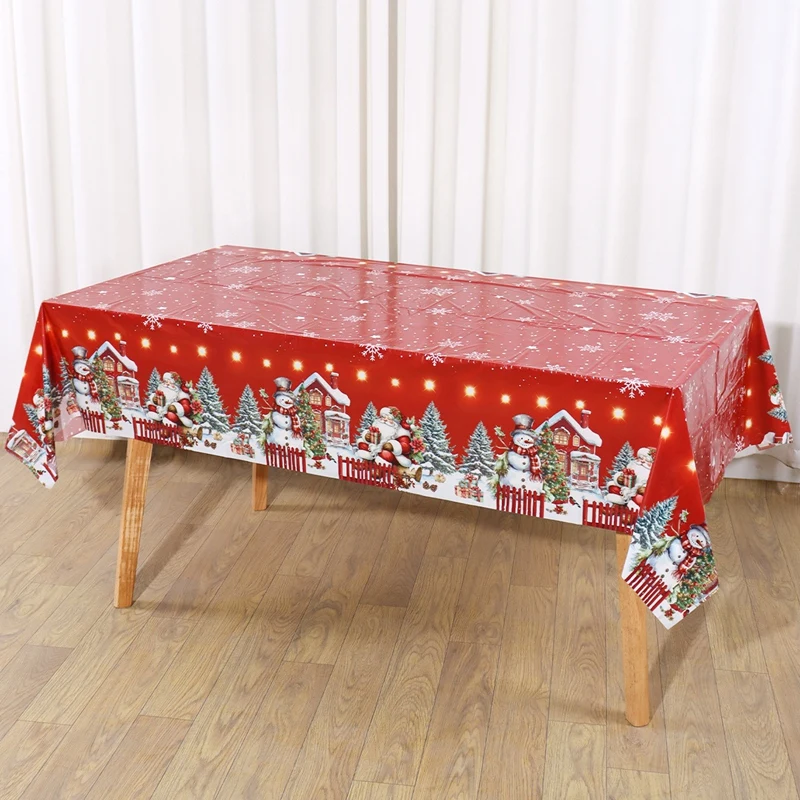 عيد الميلاد مفرش المائدة سانتا كلوز غطاء المائدة زينة عيد الميلاد للمنزل 2025 نافيداد نويل هدايا السنة الجديدة غطاء طاولة طعام