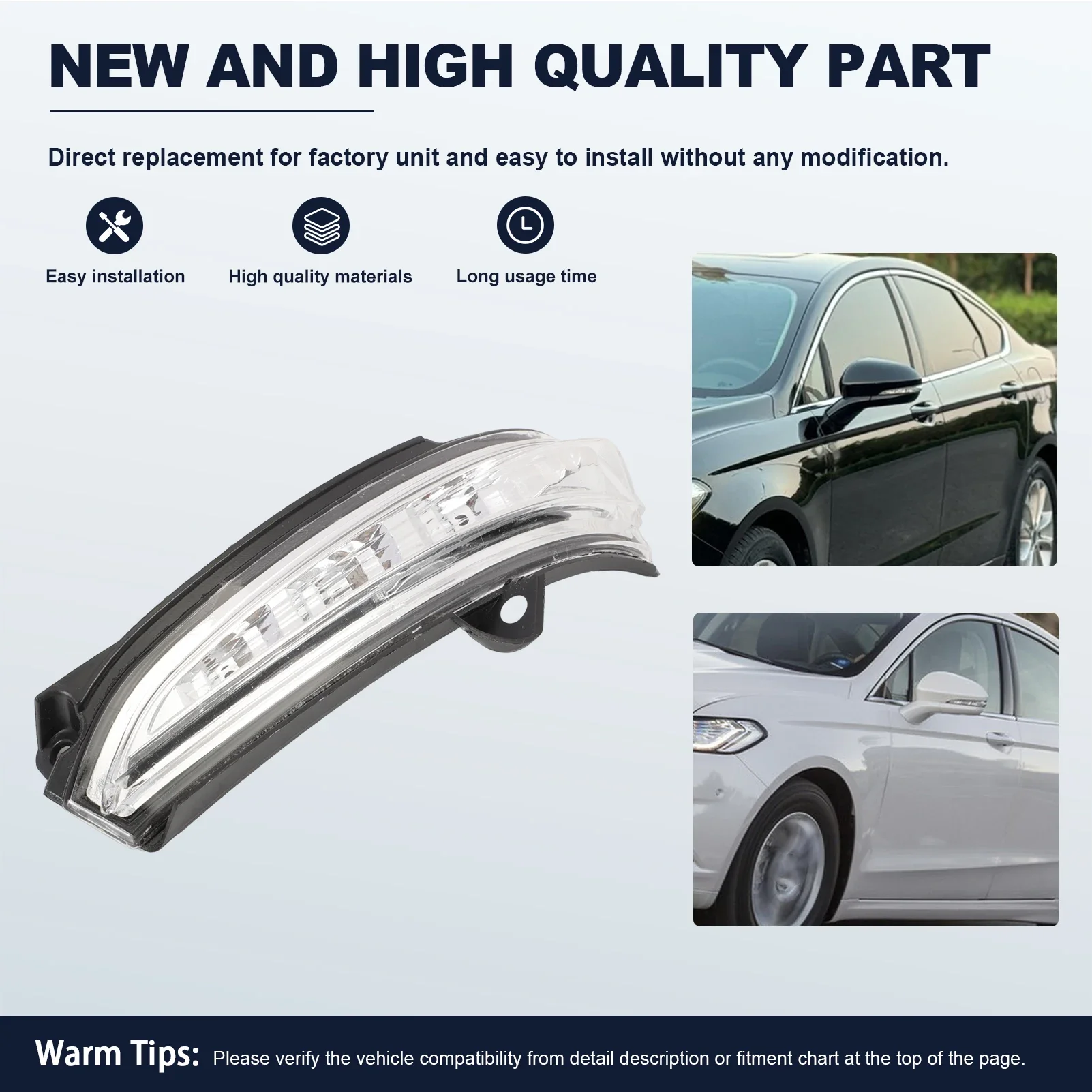 

Steering indicator rear view mirror for Mondeo V Flashlight side mirror for left or Right 5220427 DS7313B381BA DS73-13B381-BA