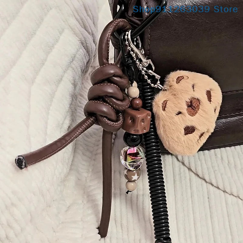 **Vintage Brown Autumn And Winter Capybara Plush Keychain Braided Lanyard For Mobile Phone Bags Keychains Mens Womens Pendants