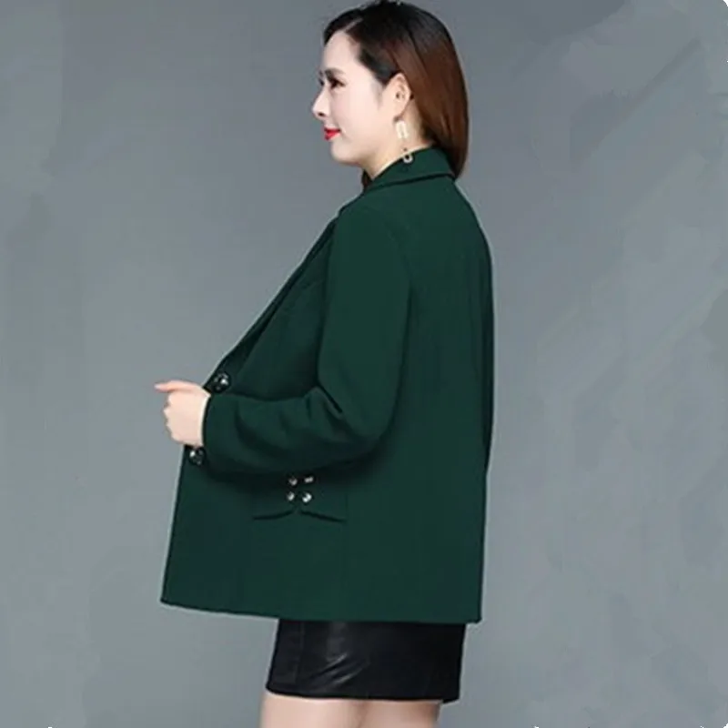 UHYTGF Middle-Aged Mom Spring Autumn Blazer Jacket Women Long-Sleeved Single-Breasted Casual Short Coat Female Outewear 5XL 2148