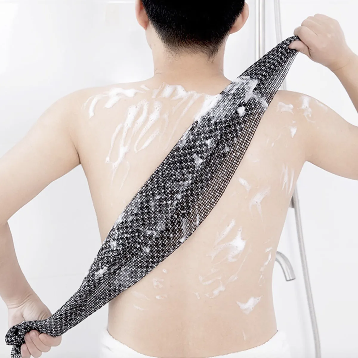 

Отшелушивающая мочалка, скребок для спины для душа для мужчин, серебряное многофункциональное пенопластовое банное полотенце, ультра-длинные отшелушивающие полотенца