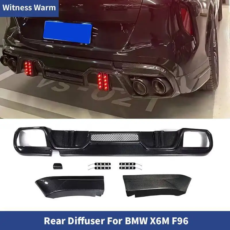 

L-стиль, задний диффузор из углеродного волокна, бампер, спойлер с хвостовыми трубками для BMW X6M F96 2019-UP