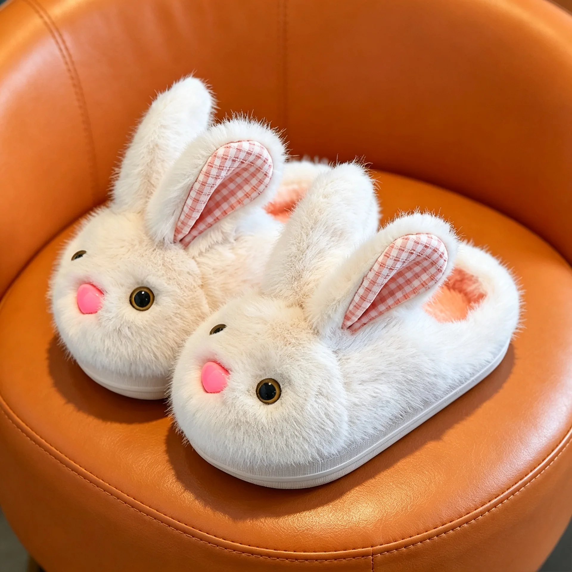 Kid Shoes Girl Fur Slippers Anti Slip Warm Slippers Fashionable Color Matching Cotton Slipper Autumn Winter Thick Bottom Slipper