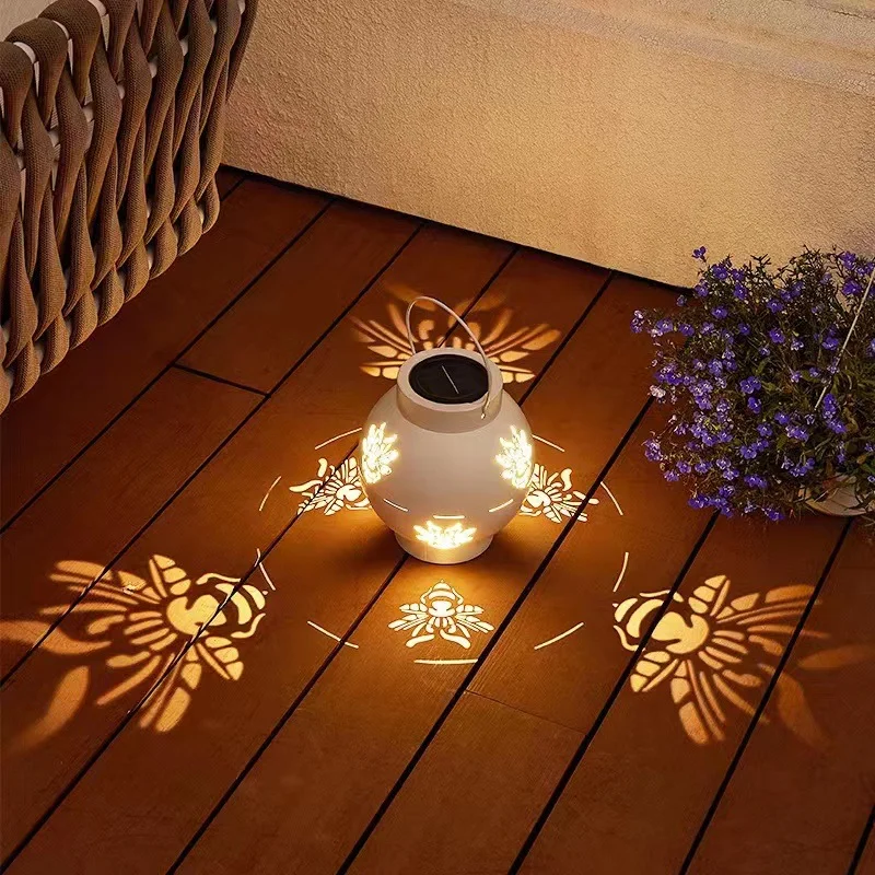 

Solar Energy Lights Bee Night Lamps Courtyard Garden Led Lawn Iron Art Bee Lighting and Shadow Park Landscape New Festival Decor