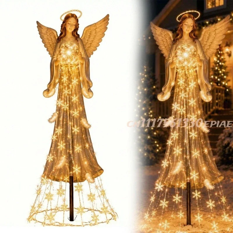 Solar Angel Remembrance Garden Light, Angel Blessing Fountain,Cascading Warm Lights, Solar Powered Outdoor Garden Decor