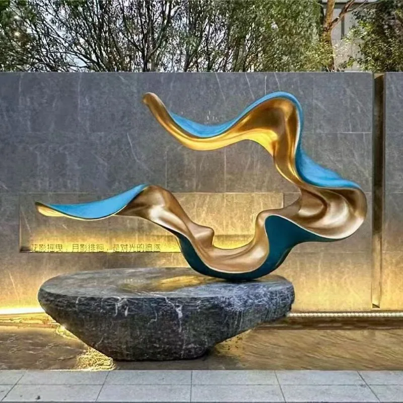 C2 stainless steel special-shaped streamer sculpture park city flowing water sculpture courtyard decoration can be customized